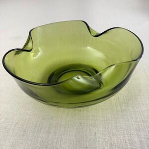 Vintage Anchor Hocking Avocado Green Art Class Chip Bowl MCM 1970s 10